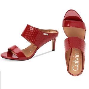 Calvin Klein Cecily Python Red Dress Sandal